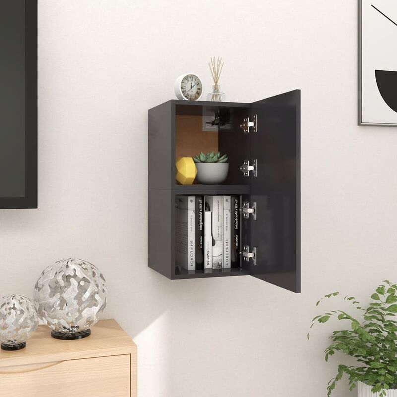 

BHD - Muebles de pared para TV 2 uds gris 30,5x30x30 cm
