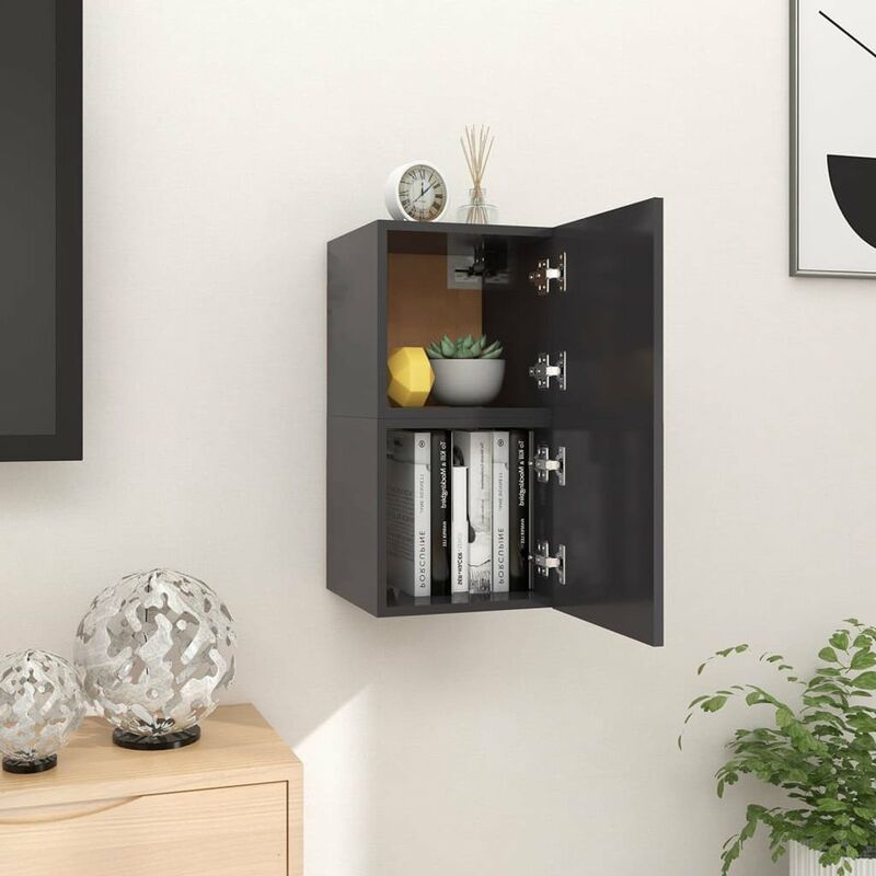 

Muebles de pared para TV 2 uds gris 30,5x30x30 cm