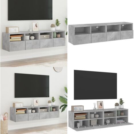 Muebles de pared para TV 2 uds madera gris hormigón 60x30x30 cm - Muebles de pared - Muebles de TV