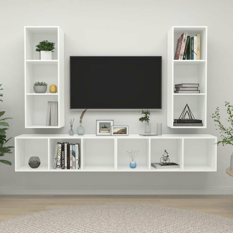 

Muebles de pared para TV 4 piezas aglomerado blanco