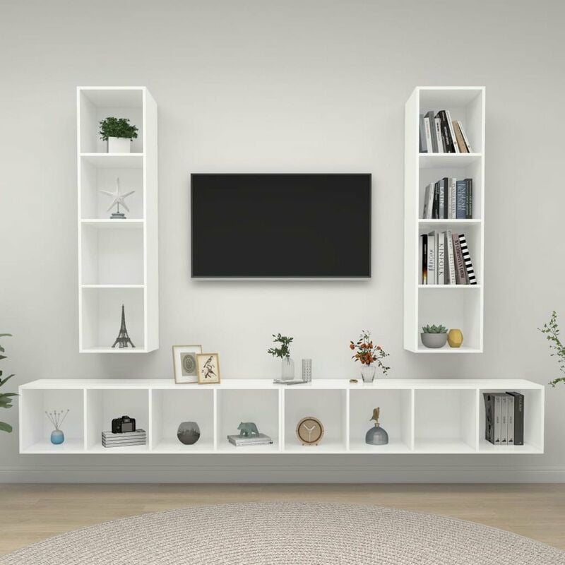 

Muebles de pared para TV 4 piezas aglomerado blanco