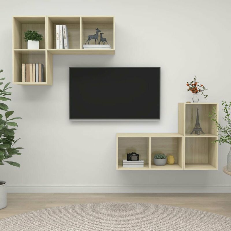 

Muebles de pared para TV 4 pzas aglomerado color roble Sonoma