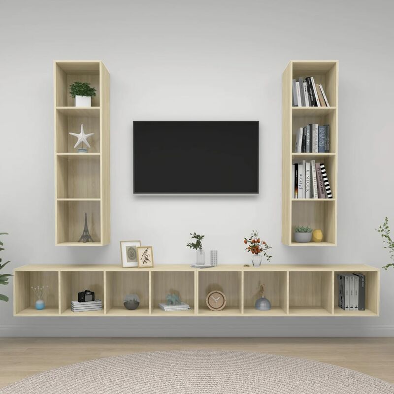 

Muebles de pared para TV 4 pzas aglomerado color roble Sonoma