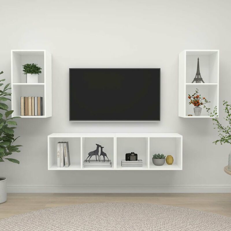 

Muebles de pared para TV 4 uds aglomerado blanco