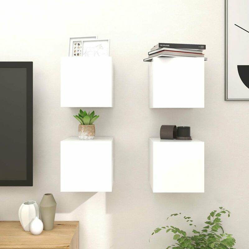 

Muebles de pared para TV 4 uds blanco 30,5x30x30 cm
