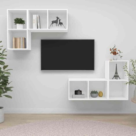 Muebles de pared para TV 4 uds madera contrachapada