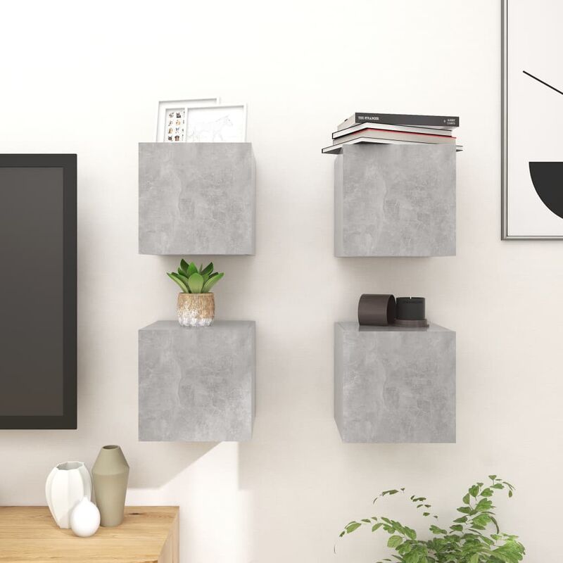 

Muebles de pared para TV 4 unidades gris hormigón 30,5x30x30 cm