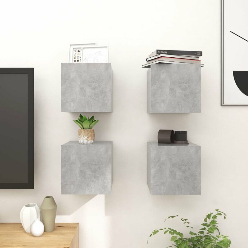 

Muebles de pared para TV 4 unidades gris hormigon 30,5x30x30 cm