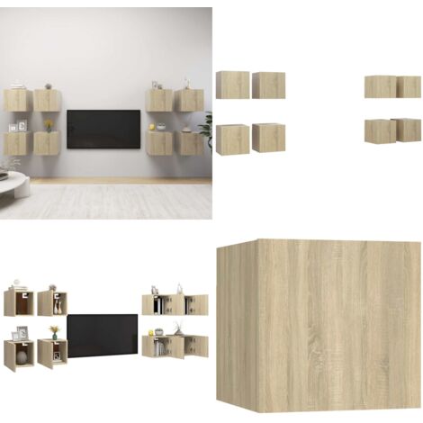 Muebles de pared para TV 8 uds color roble Sonoma 30,5x30x30cm - Muebles de pared - Soporte de TV