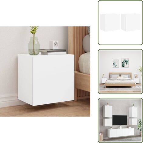 Muebles de pared para TV - vidaXL Muebles TV de pared 2 uds madera ingeniería blanco 40,5x30x40cm - Muebles de pared blancos