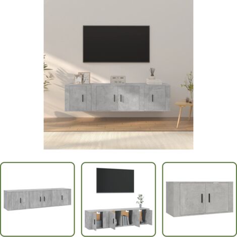 Muebles de pared -  Set de muebles de TV 3 pzas madera contrachapada gris hormigón