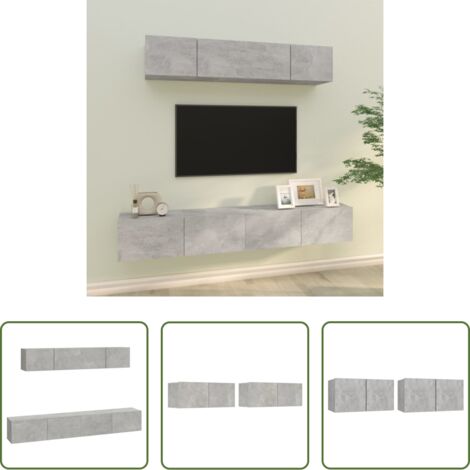 Muebles de pared -  Set de muebles de TV 4 pzas madera contrachapada gris hormigón