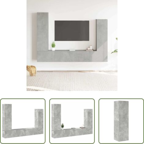 Muebles de pared -  Set de muebles de TV 4 pzas madera contrachapada gris hormigón