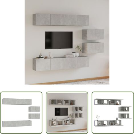 Muebles de pared -  Set de muebles de TV 6 pzas madera contrachapada gris hormigón