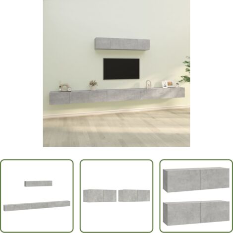Muebles de pared -  Set de muebles de TV 6 pzas madera contrachapada gris hormigón