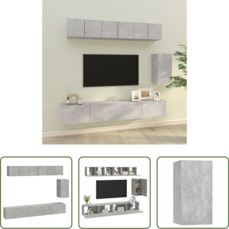 Muebles de pared -  Set de muebles de TV 6 pzas madera contrachapada gris hormigón