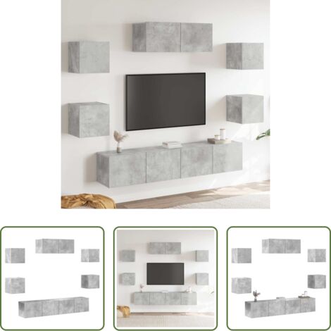 Muebles de pared -  Set de muebles de TV 7 pzas madera contrachapada gris hormigón