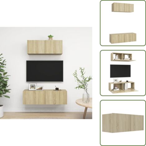 Muebles de pared - vidaXL Juego de muebles de salón 2 piezas roble Sonoma - Armarios estéreo