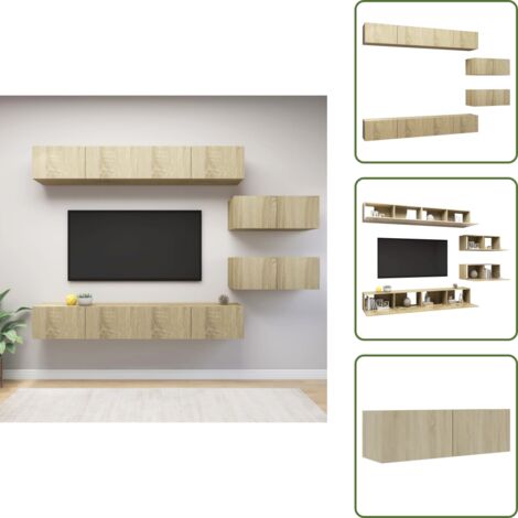 Muebles de pared - vidaXL Juego de muebles de salón 6 piezas roble Sonoma - Muebles de almacenamiento