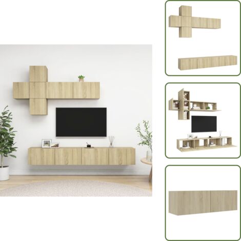 Muebles de pared - vidaXL Juego de muebles de salón 7 piezas roble Sonoma - Muebles de madera