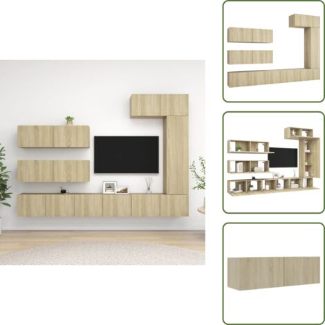 Muebles de pared - vidaXL Juego de muebles de salón 7 piezas roble Sonoma - Muebles modernos