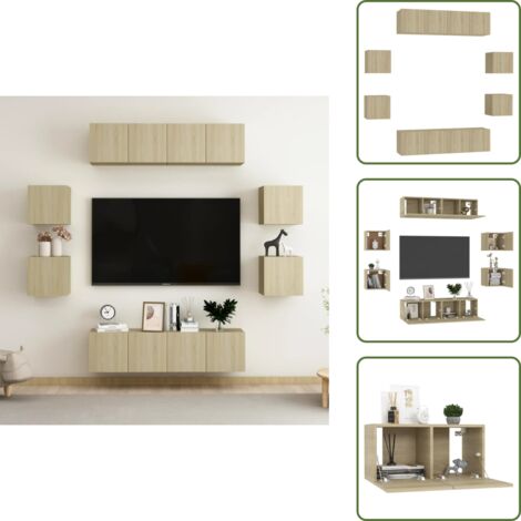 Muebles de pared - vidaXL Juego de muebles de salón 8 piezas roble Sonoma - Almacenamiento