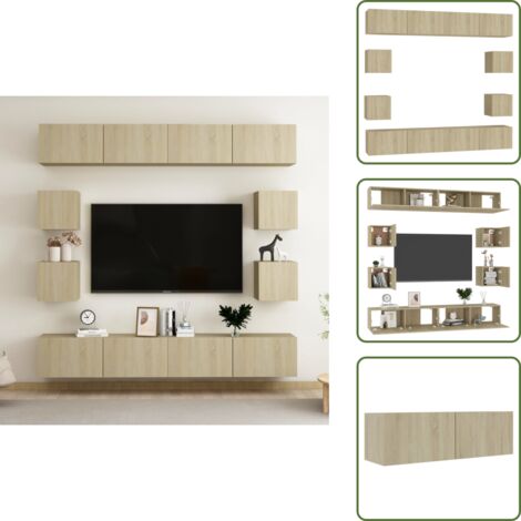 Muebles de pared - vidaXL Juego de muebles de salón 8 piezas roble Sonoma - Almacenamiento