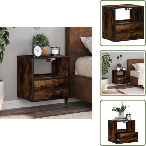 Muebles de pared - vidaXL Mesita de noche de pared color roble ahumado 40x31x39,5 cm - Mesita de noche de pared