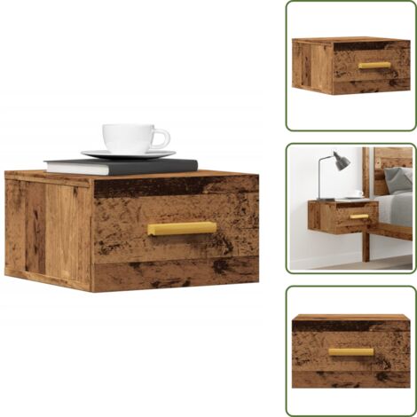 Muebles de pared - vidaXL Mesita de noche de pared madera envejecida 35x35x20 cm - Mesita de noche de madera