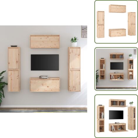 Muebles de pared - vidaXL Muebles para TV 6 piezas madera maciza de pino - Armario flotante