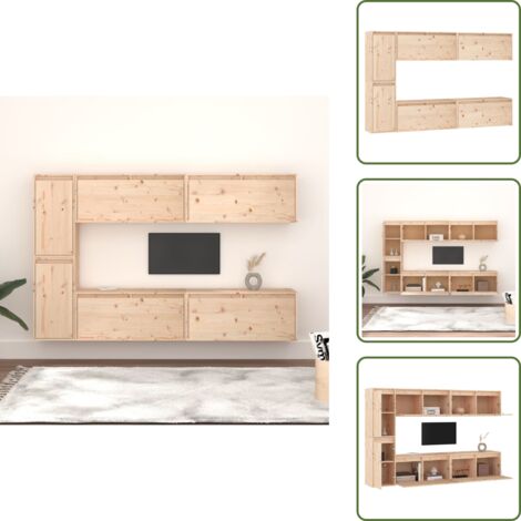 Muebles de pared - vidaXL Muebles para TV 6 piezas madera maciza de pino - Armarios flotantes