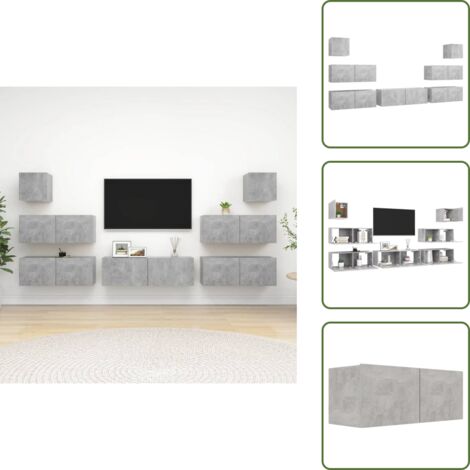 Muebles de pared - vidaXL Set de muebles de salón 7 pzas madera ingeniería gris hormigón - Muebles de madera