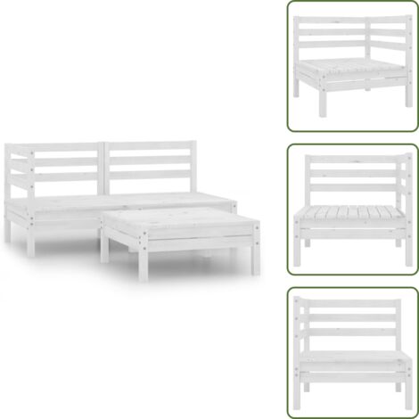 Muebles de patio - vidaXL Conjunto de muebles de jardín 3 pzas madera maciza pino blanco - Sofá de pino