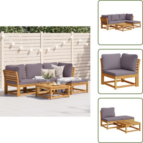 Muebles de patio - vidaXL Juego de muebles jardín 5 pzas con cojines madera maciza acacia - Sillas de madera
