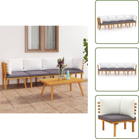 Muebles de patio - vidaXL Muebles de jardín 4 piezas con cojines madera maciza de acacia - Muebles de madera