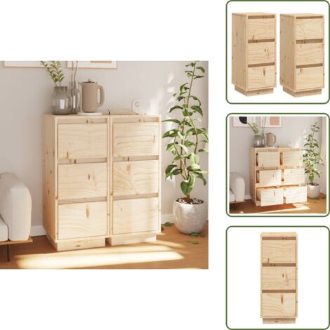 Muebles de pino - vidaXL Aparador 2 uds madera maciza de pino 32x34x75 cm - Almacenamiento