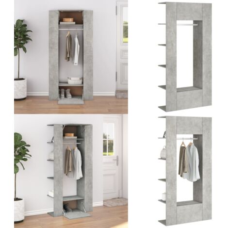 Muebles de recibidor 2 uds madera contrachapada gris hormigón - Muebles de vestíbulo - Almacenamiento en pasillo