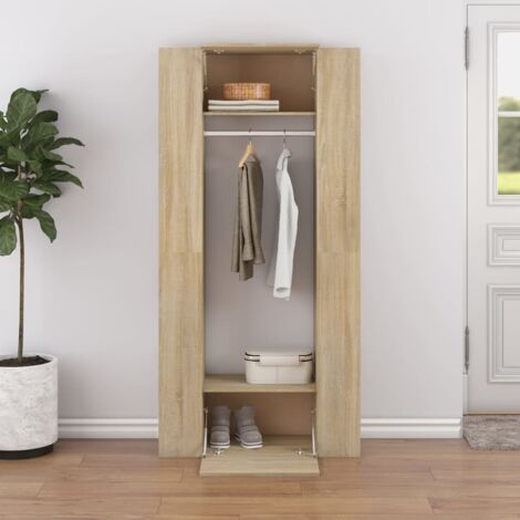 Muebles de recibidor 2 uds madera contrachapada roble