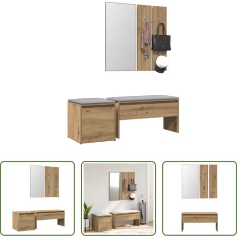 Muebles de recibidor -  Set de muebles recibidor madera contrachapada roble artesanal