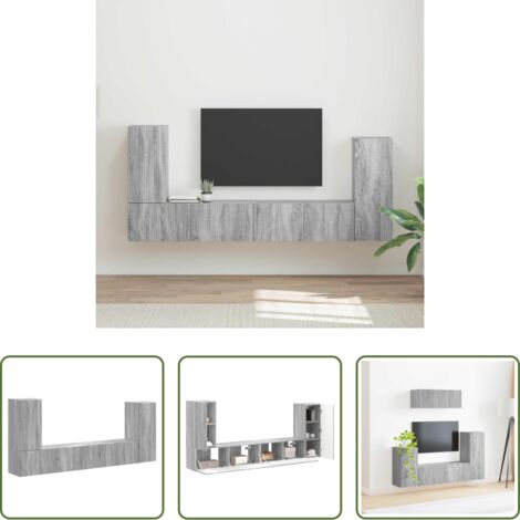 Muebles de sala -  Conjunto de mueble de TV 4 pcs Gris Sonoma Madera de ingeniería