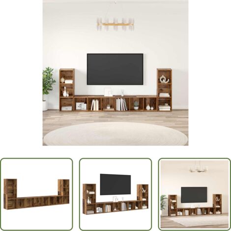 Muebles de sala -  Conjunto de mueble de TV 4 pcs Madera Vieja 37 x 35 x 107 cm