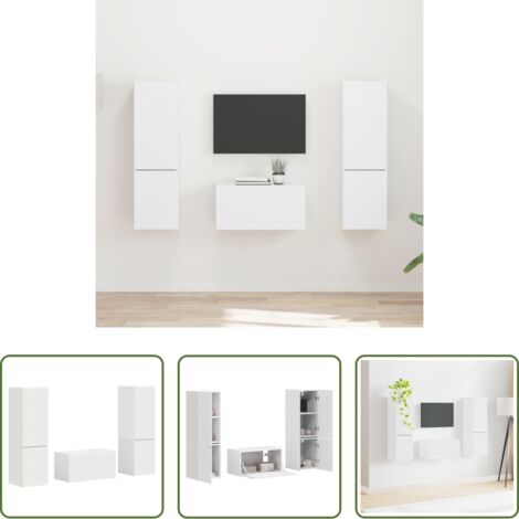 Muebles de sala -  Conjunto de mueble de TV 5 pcs Madera de ingeniería
