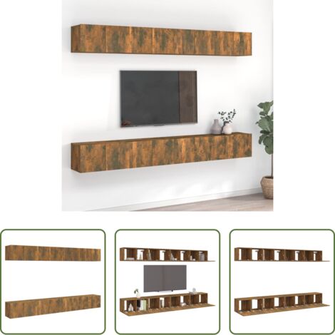 Muebles de sala -  Muebles de TV 8 piezas madera color roble ahumado 60x30x30 cm
