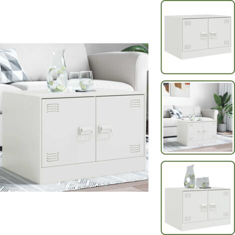 Muebles de sala - vidaXL Mesa de centro acero blanco 67x50x44 cm - Mesa de TV