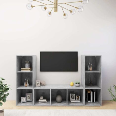 Muebles de salón 3 piezas madera ingeniería gris hormigón vidaXL