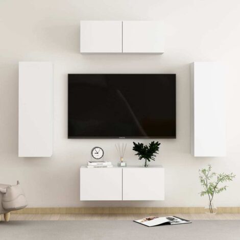 Muebles de salón 4 piezas madera de ingeniería blanco vidaXL