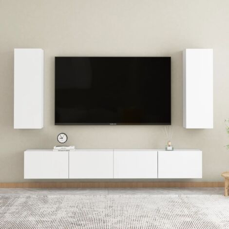 Muebles de salón 4 piezas madera de ingeniería blanco vidaXL