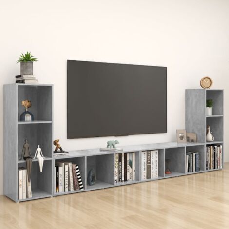 Muebles de salón 4 piezas madera ingeniería gris hormigón vidaXL