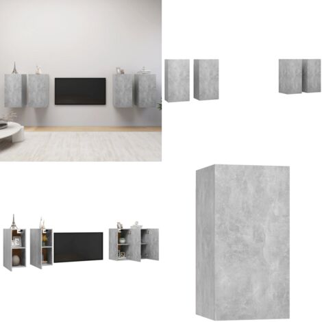 Muebles de salón 4 pzas gris hormigón 30,5x30x60 cm - Muebles de pared - Muebles de TV