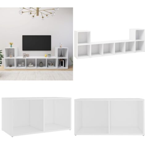 Muebles de salón 4 pzas madera ingeniería blanco 72x35x36,5 cm - Muebles de TV - Muebles de madera
